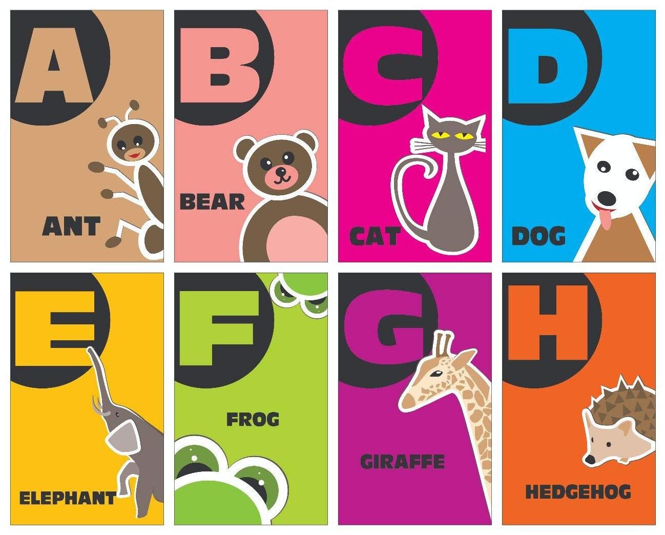 

Educational Cards for Kids ABC Alphabet Flash Cards Animal Theme Laminated Waterproof Multicolor Size 3 5 X 5 5 inch (26 Cards)