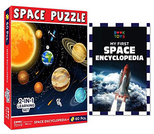 

Einstein Box Book Toys Set of Jigsaw Solar System Puzzle with Space Encyclopedia Learning and Educational Toy for Boys and Girls