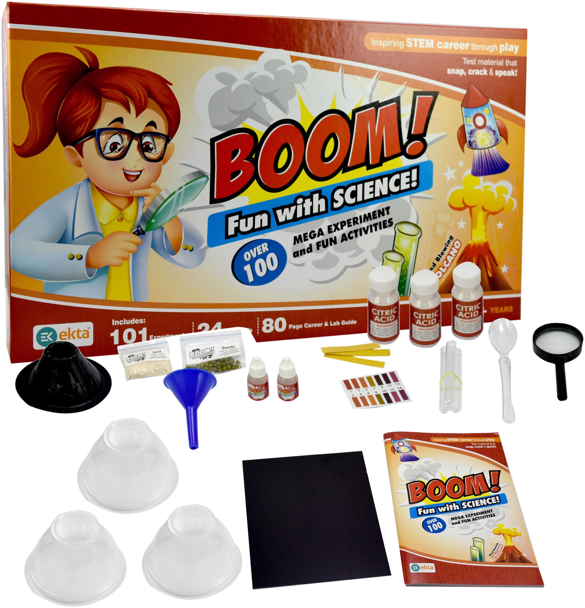 

Ekta Boom Science Game With 100 Experiments 24 Lab Tools 80 Pages Guide School Project