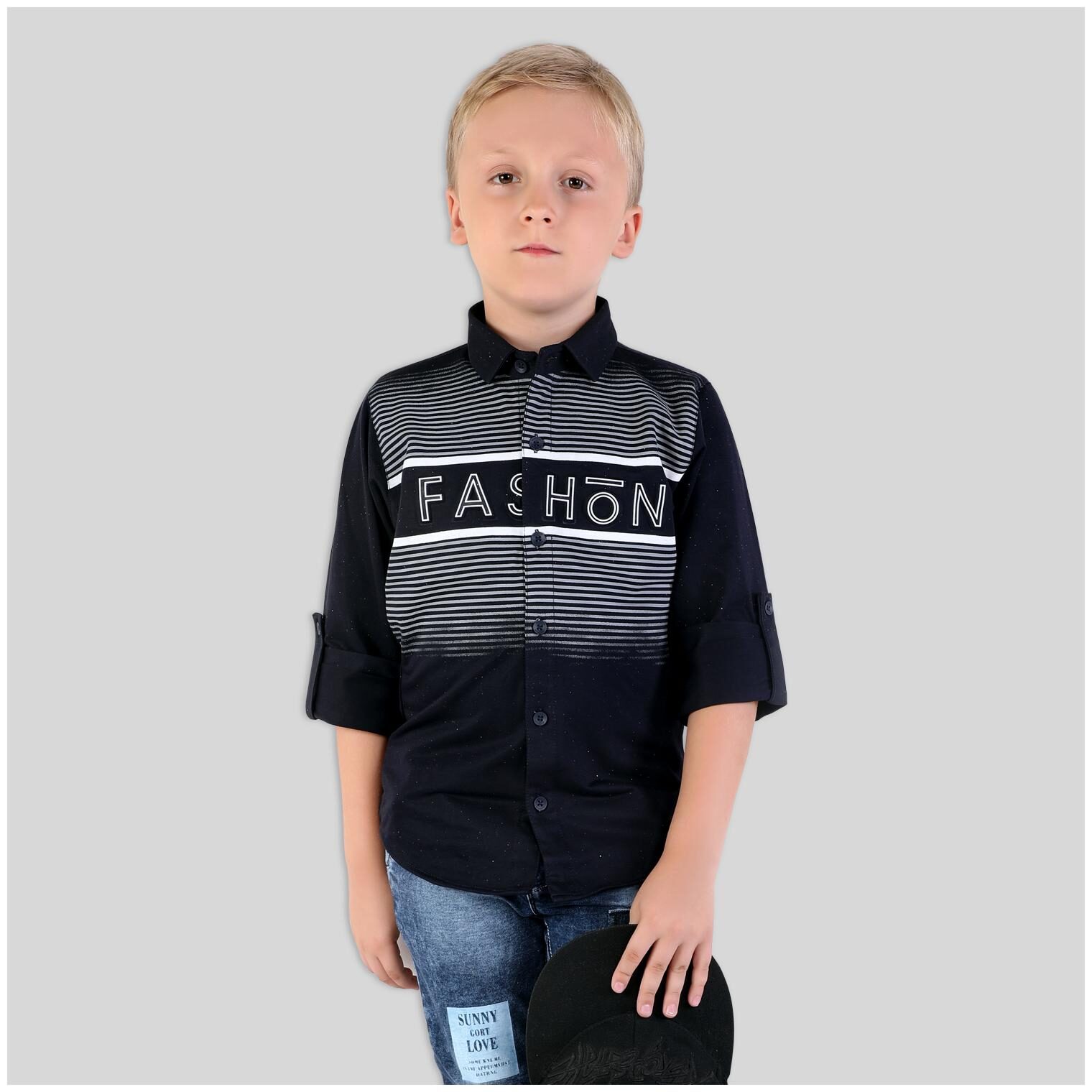 

Mashup Boy Cotton blend Striped Shirt Blue