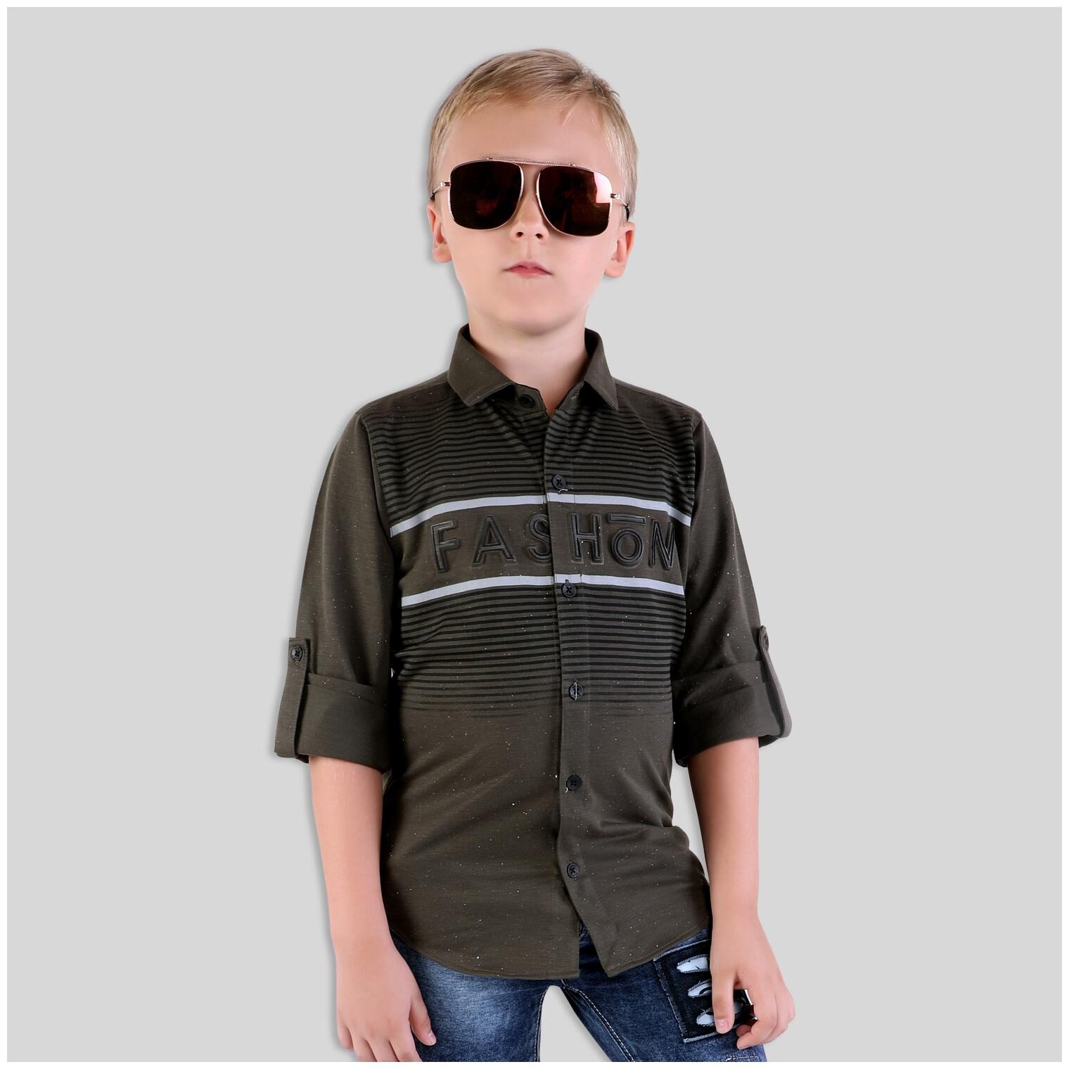 

Mashup Boy Cotton blend Striped Shirt Green