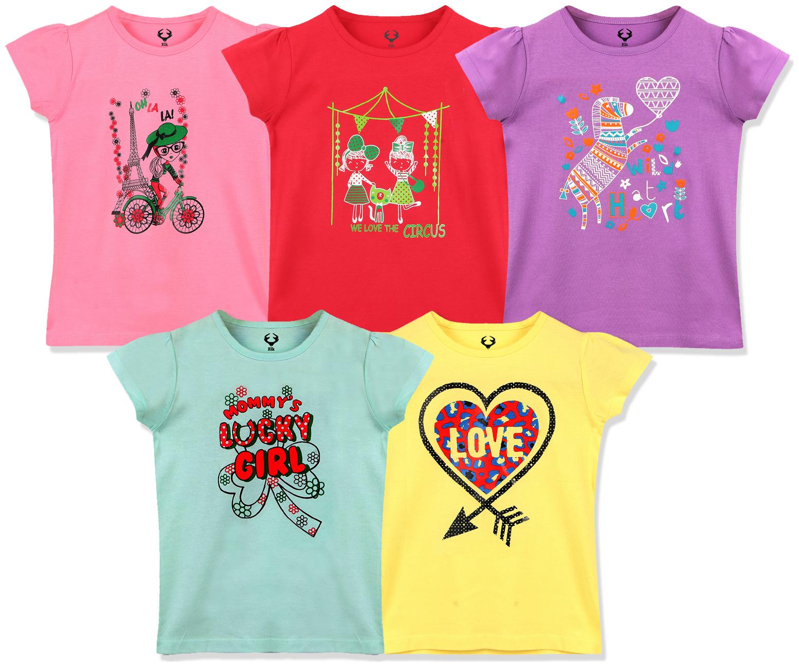 

ELK Girl Cotton Printed T shirt - Multi