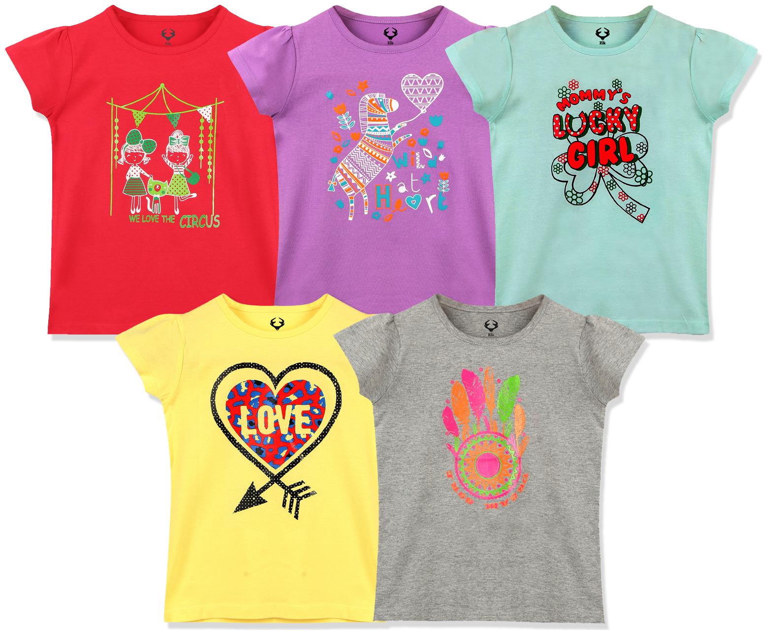 

ELK Girl Cotton Printed T shirt - Multi