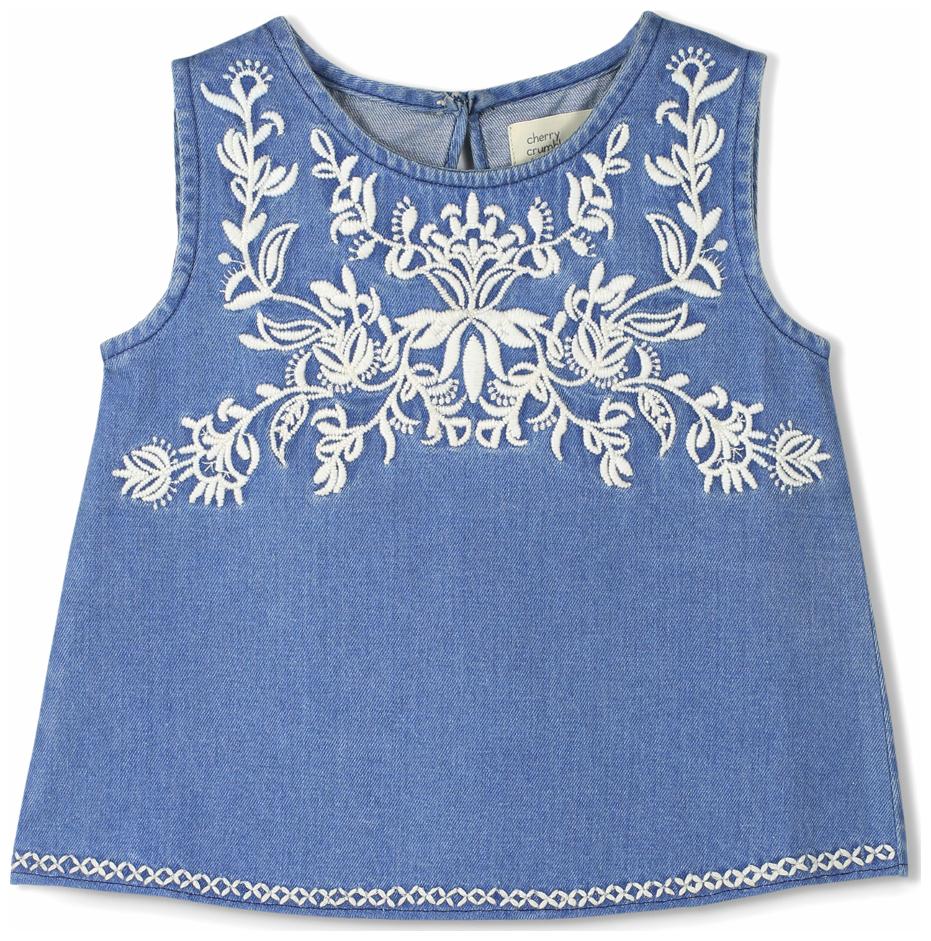 

Cherry Crumble By Nitt Hyman Cotton Embellished Top for Baby Boy - Blue