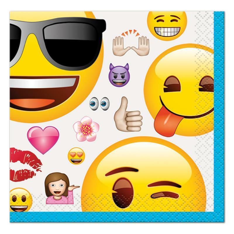 

Emoji Beverage Dessert Napkins by Unique 16 Count Birthday Party Supplies New