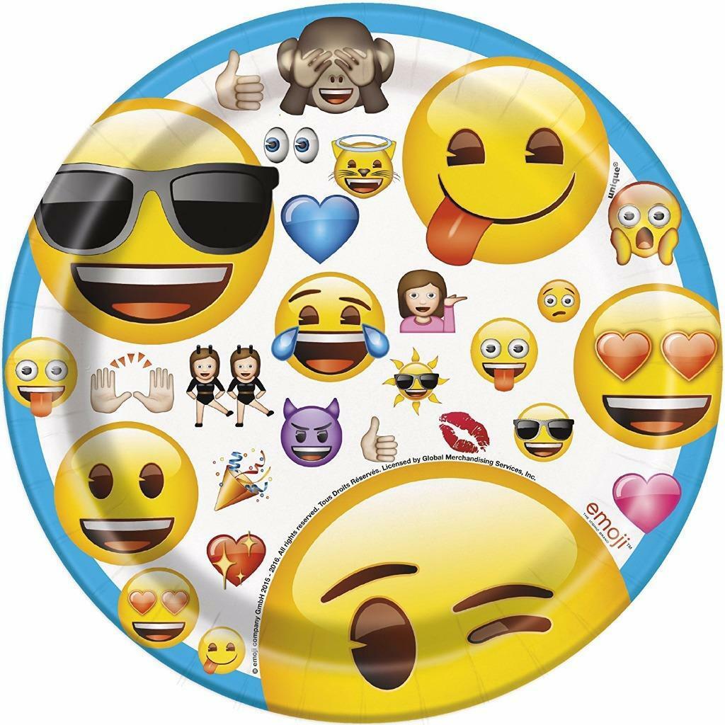 

Emoji Dessert Cake Plates by Unique 8 Count Birthday Party Supplies New