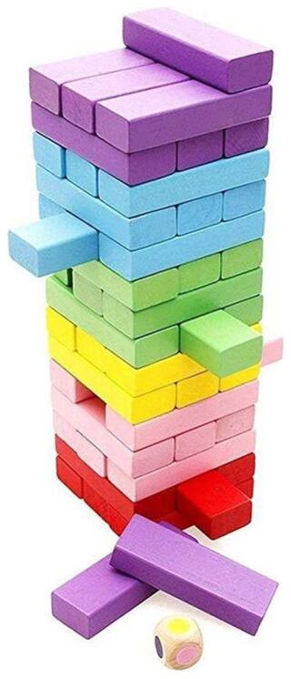 Excellent Quality Board Game (Toy-Station- 51 pcs Wooden Colorful Tumbling ZENGA)