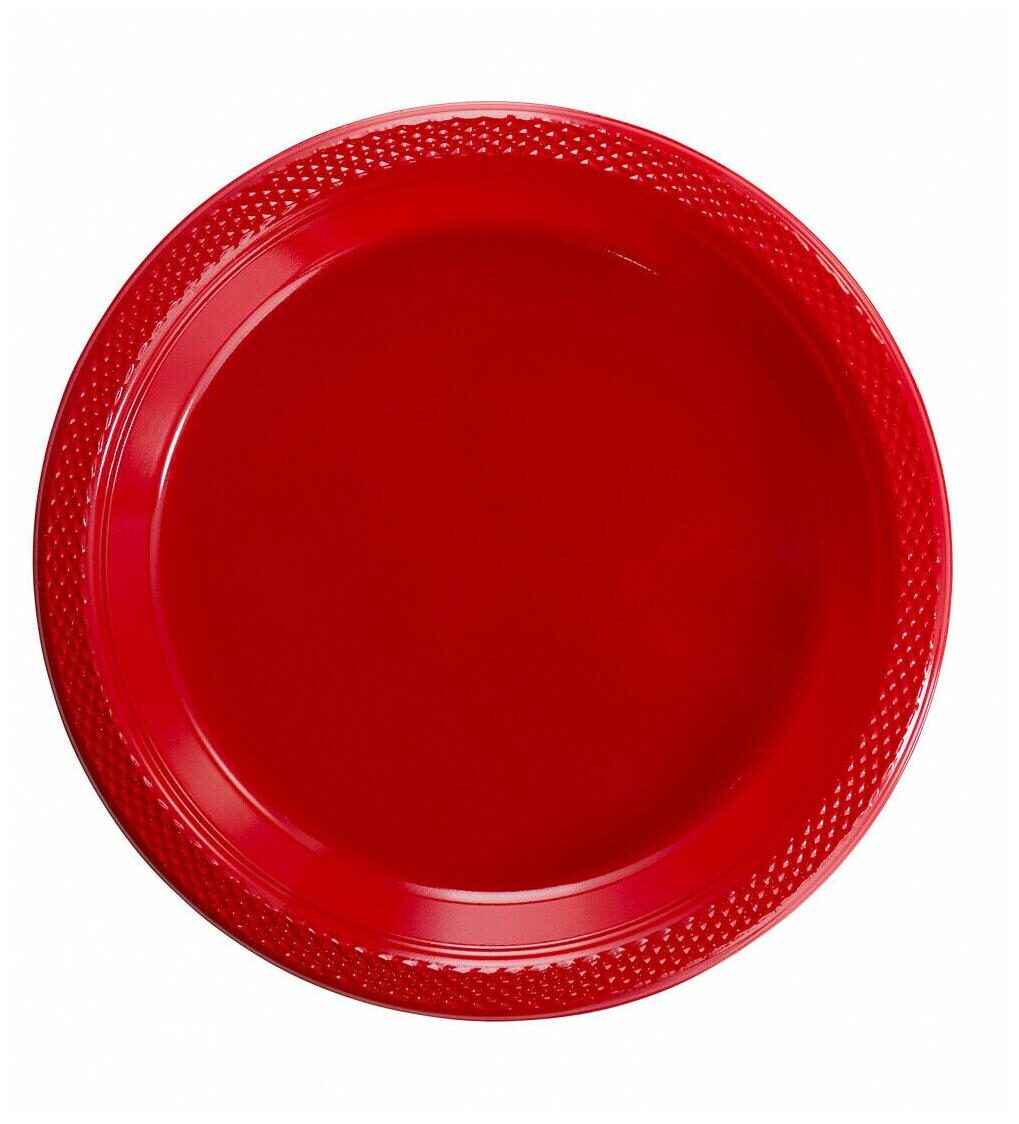 

Exquisite Plastic Dessert Salad Plates - Solid Color Disposable 10 Inch Red
