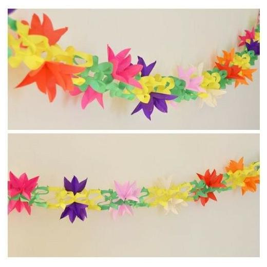 

Fancy Multicolor Paper Garland 12 Ft long 3D Tulip