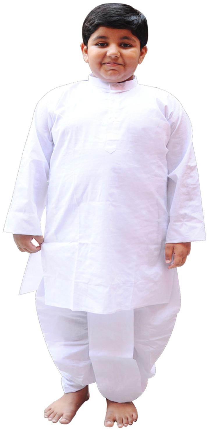 

Fanzi Boy Cotton Solid Dhoti kurta - White