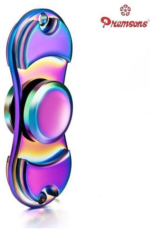 Premsons Spinner Metal Dual Hand Spinner Bi Spinner Ultra Speed Toy Metallic Rainbow