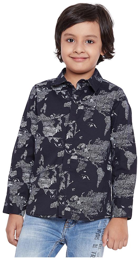 

OXOLLOXO Boy Cotton Printed Shirt Blue