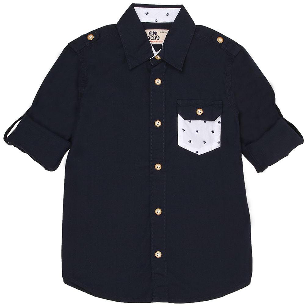 

Flying Machine Boy Cotton Solid Shirt Blue