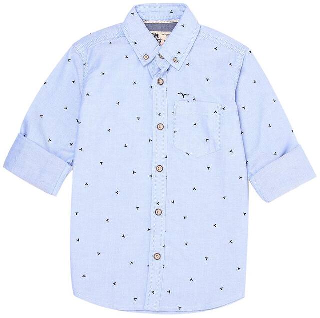 Flying Machine Boy Cotton Printed Shirt Blue