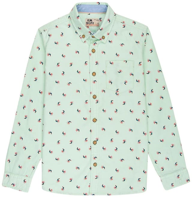 Flying Machine Boy Cotton Printed Shirt Green