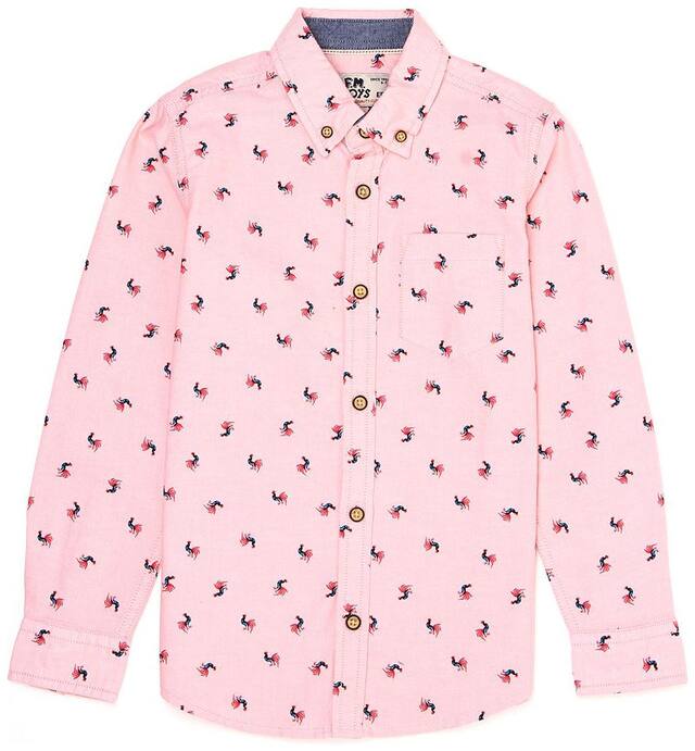 Flying Machine Boy Cotton Printed Shirt Pink