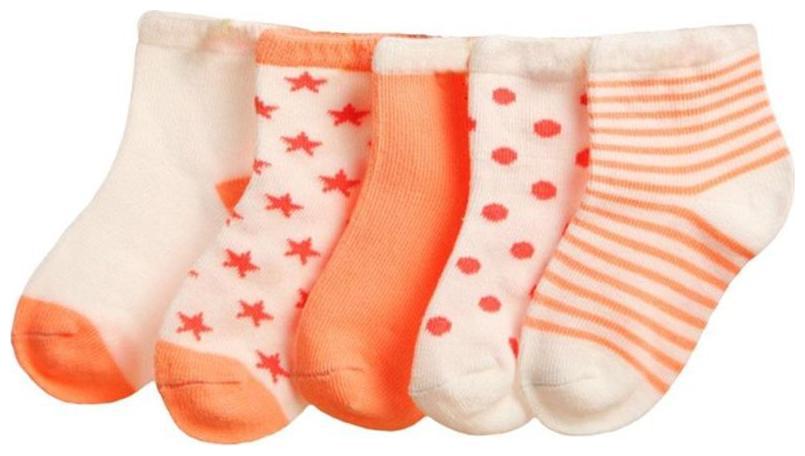 

FOOTPRINTS Organic cotton Baby Socks-12-30 Months - Pack of 5 Pairs - Orange