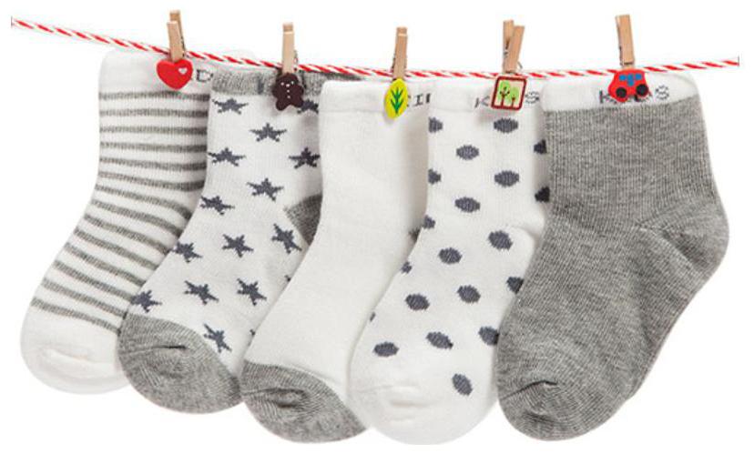 

FOOTPRINTS Organic cotton Baby Socks-12-30 Months - Pack of 5 Pairs - Grey