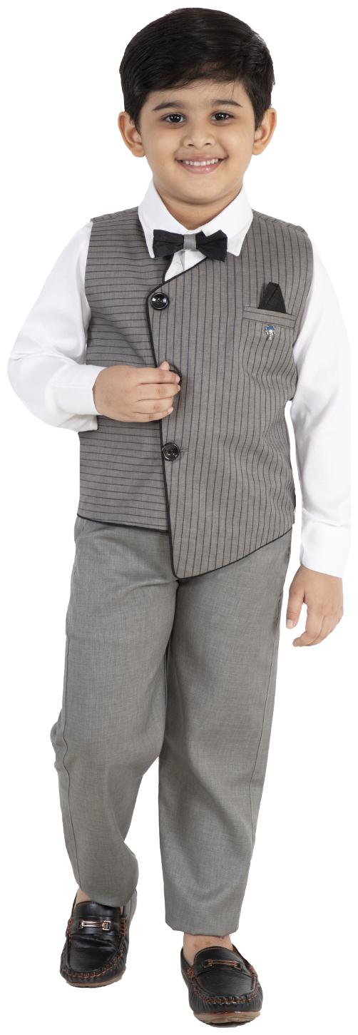 

FOURFOLDS Cotton blend Striped Top Bottom Set - White Grey