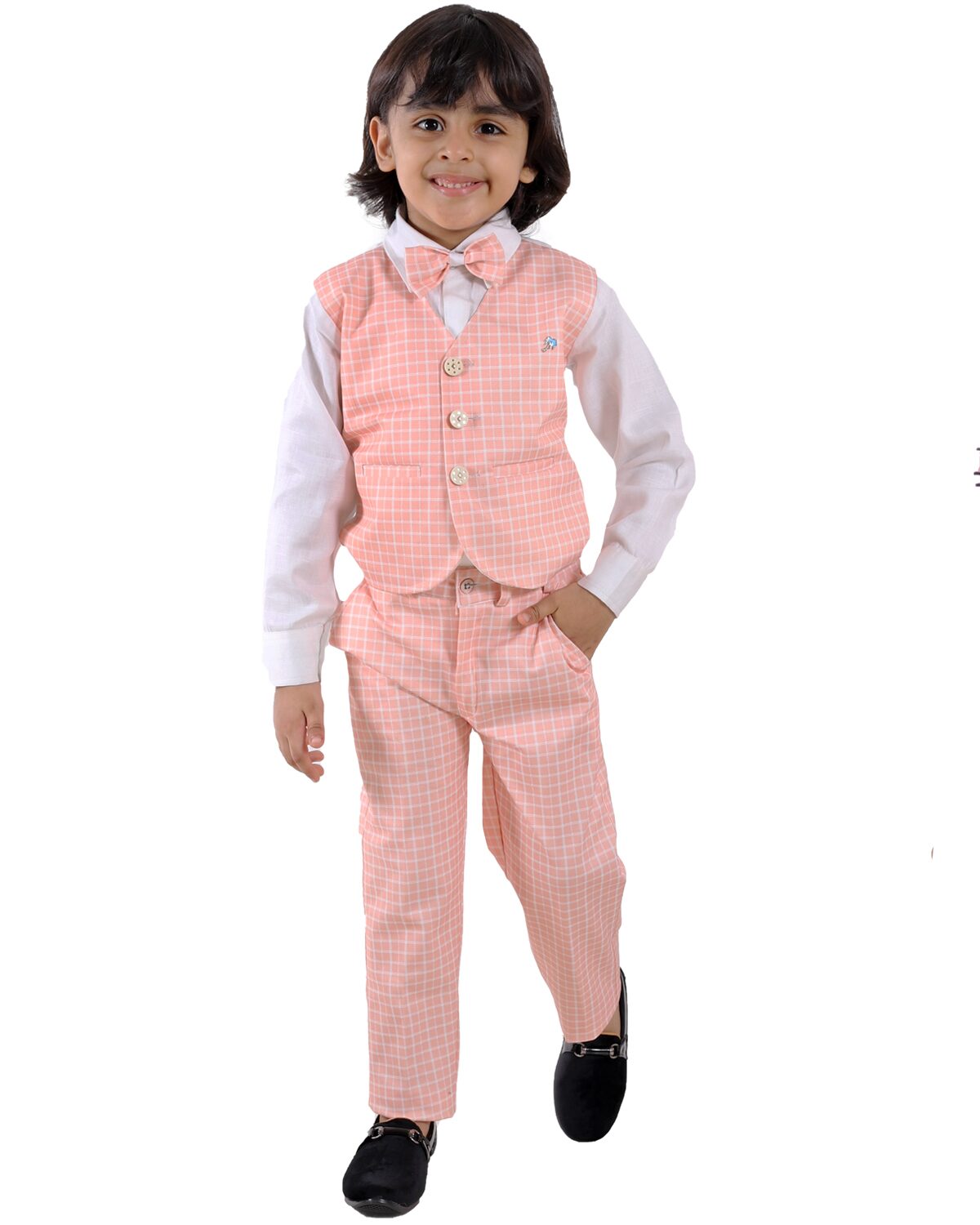 

FOURFOLDS Cotton blend Checked Top Bottom Set - Pink