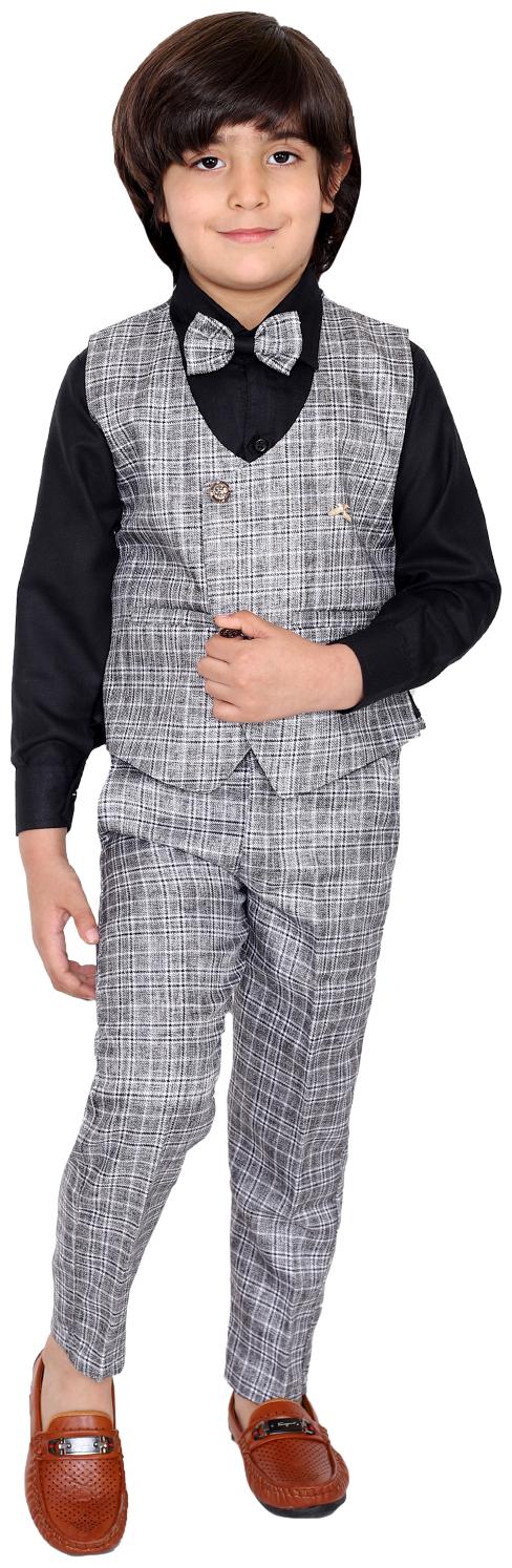 

FOURFOLDS Cotton blend Checked Top Bottom Set - Black Grey