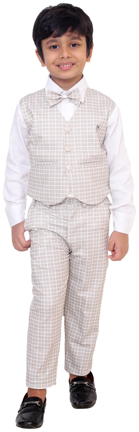 

FOURFOLDS Cotton blend Checked Top Bottom Set - Beige