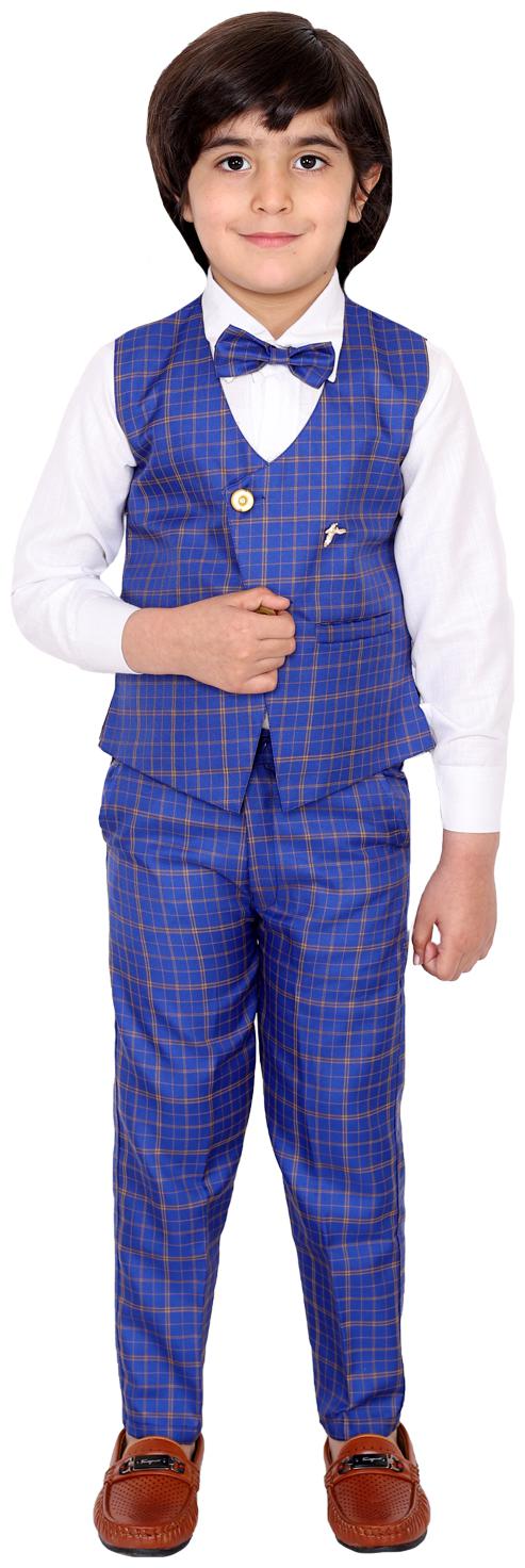 

FOURFOLDS Cotton blend Checked Top Bottom Set - Blue White