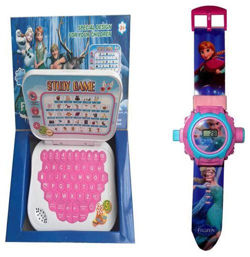 

Frozen Study Game Kids Mini Laptop And Frozen 24 Image Projector Watch Pack Of-2