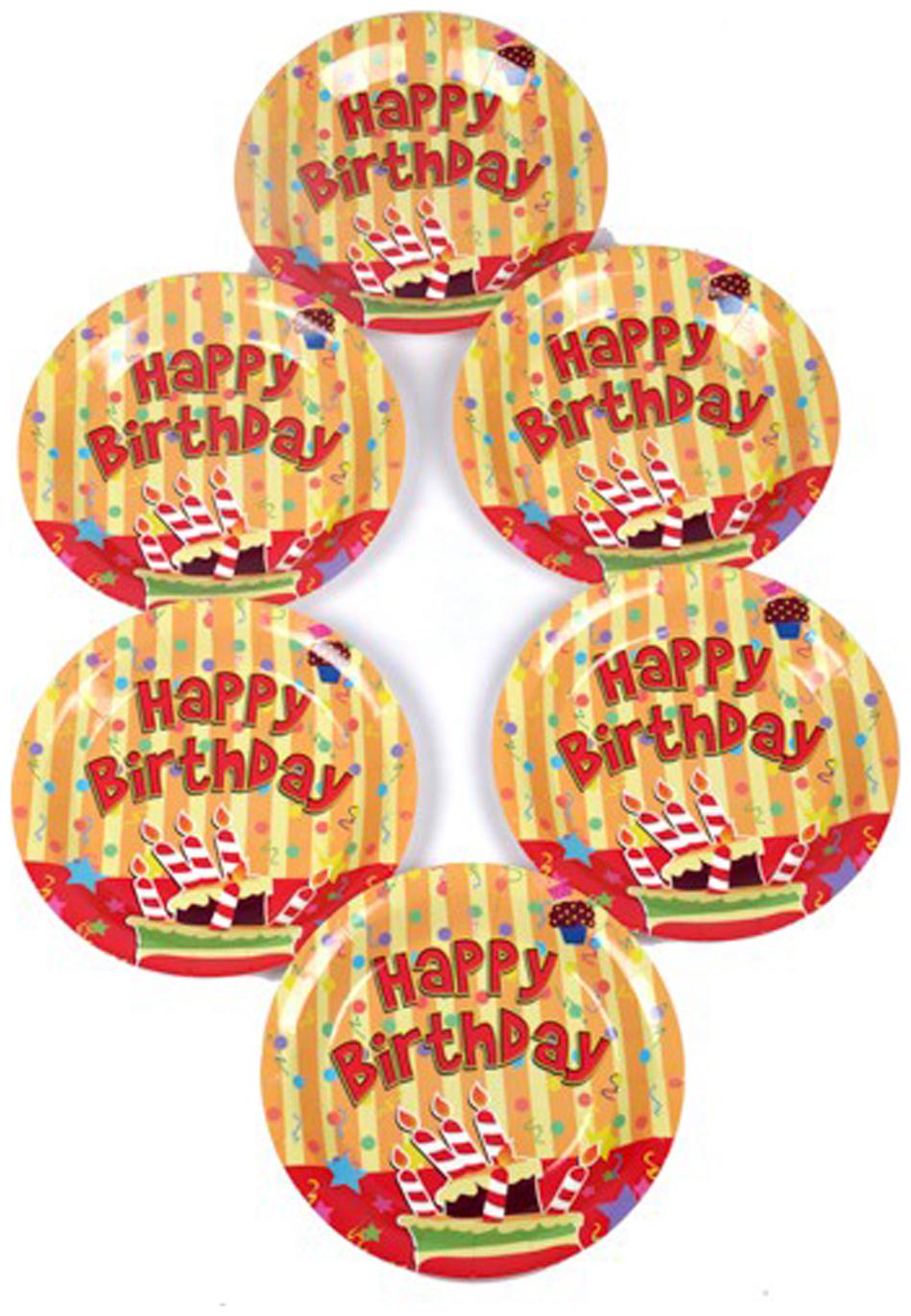 

Funcart Stripe Birthday Theme Disposable Paper Plate( Pack Of 6)