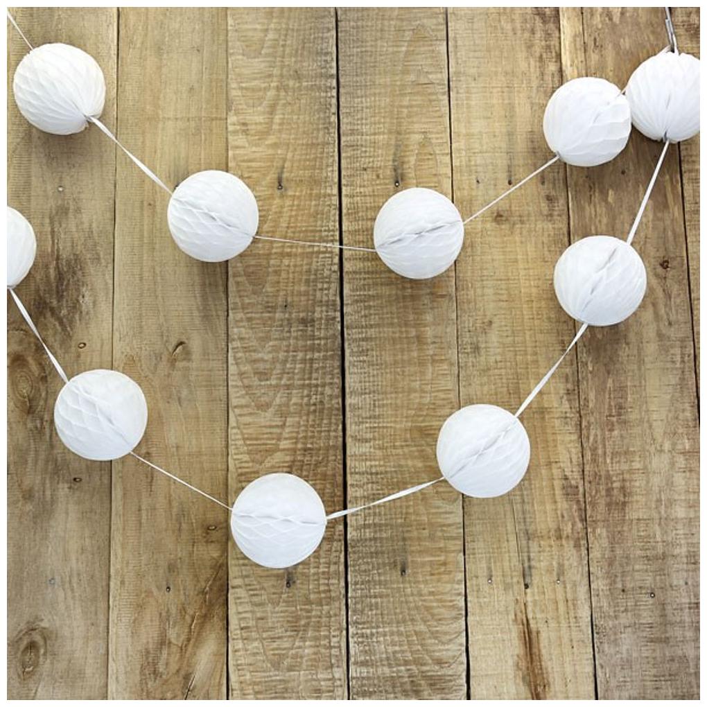 Funcart White Paper Lanterns Pom Poms and Honeycomb Ball 4 for Wedding Birthday Party Decoration Pack of 8pcs/pack by Funcart