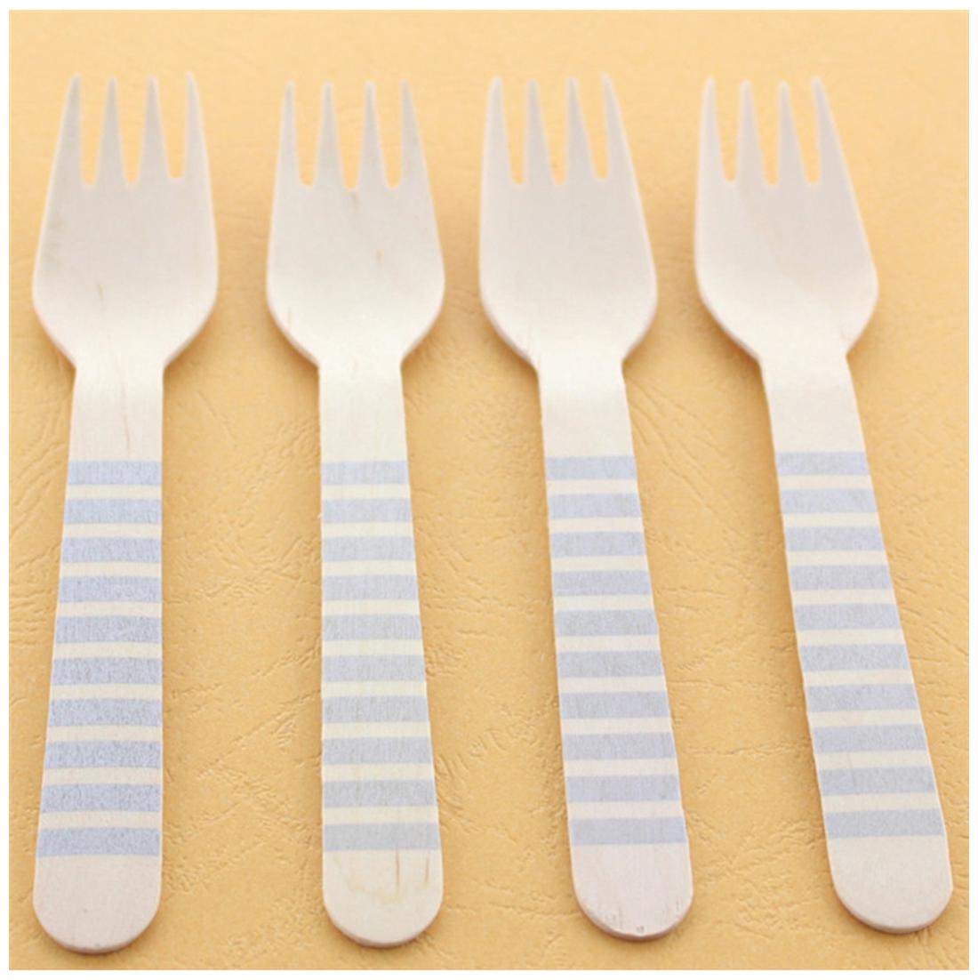 

Funcart Wooden Cutlery Utensil Striped Silver Fork