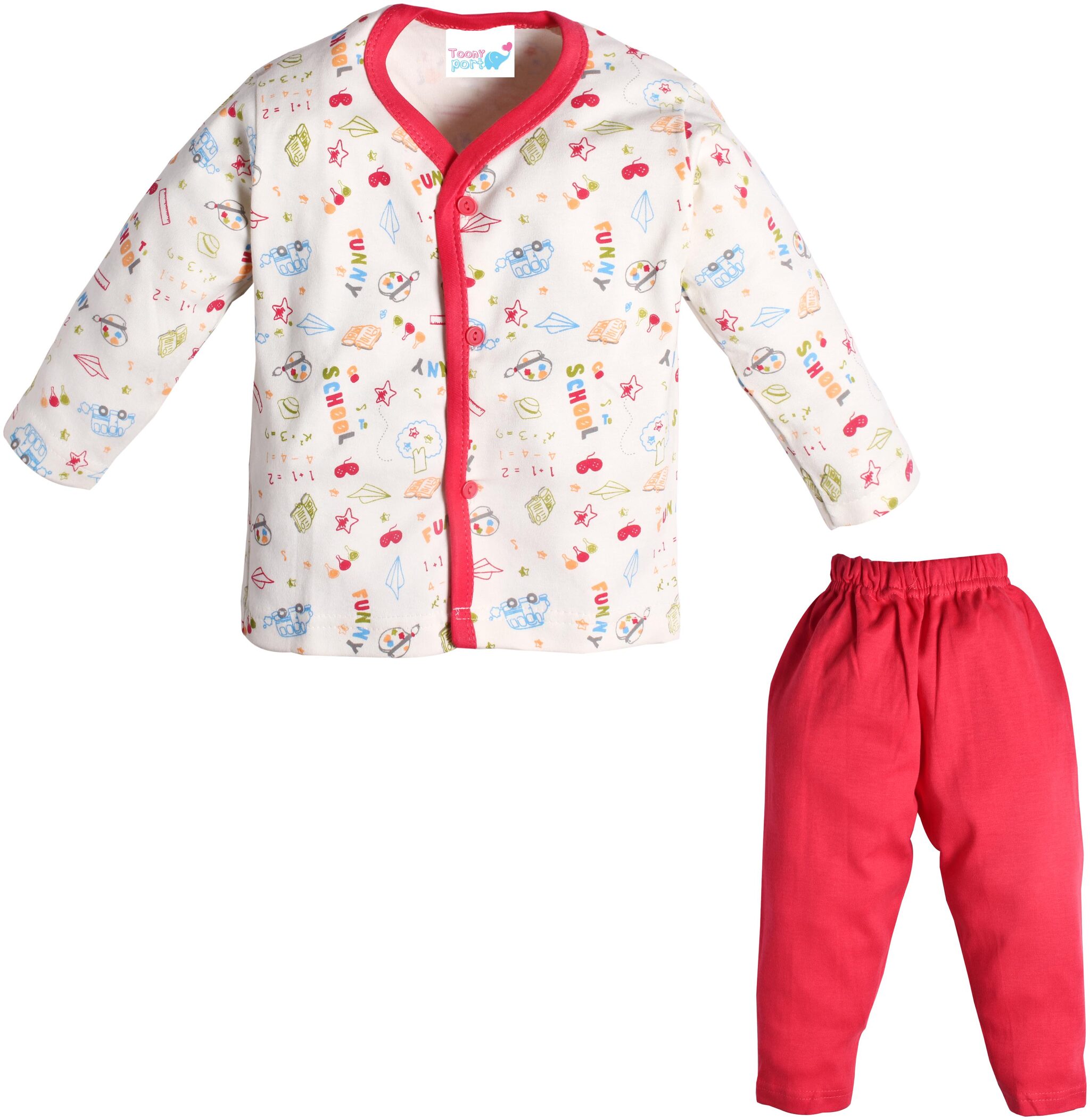 

TOONYPORT Baby boy Top bottom set - Pink White