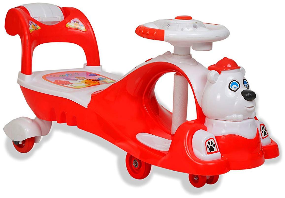 

GettBoles GetBest Wiggle Smoothest Twister Swing Car- Magic Ride on Car for Kids with Led Lights and Back Storage (Red)