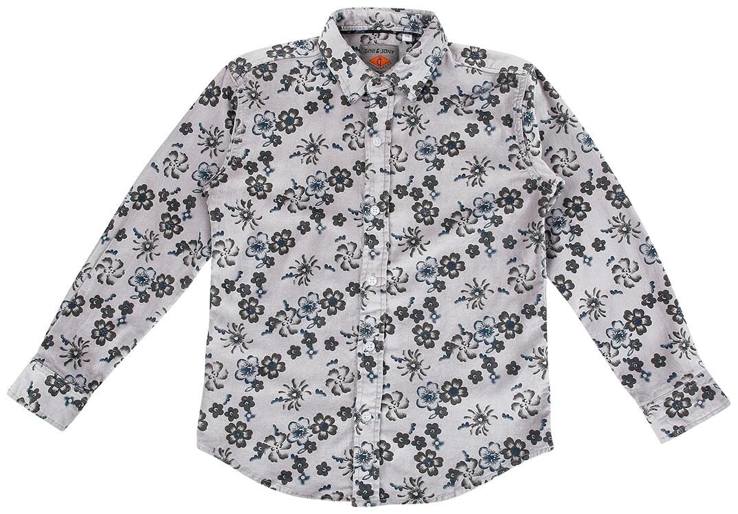 

Gini Jony Cotton Self design Shirt for Baby Boy - Grey