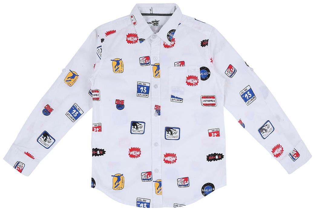 

Gini Jony Cotton Self design Shirt for Baby Boy - White