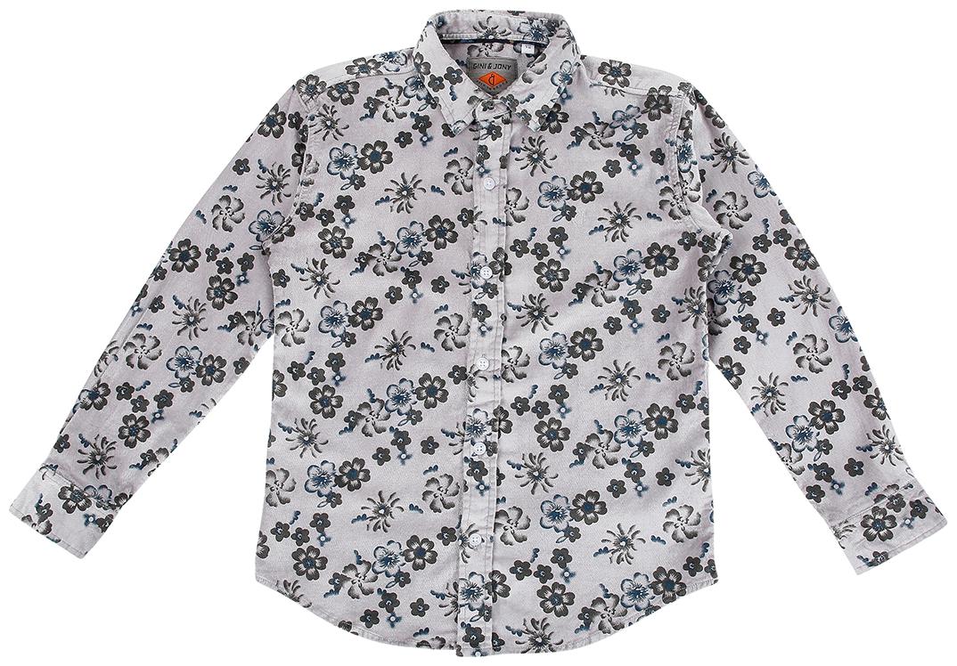 

Gini Jony Cotton Self design Shirt for Baby Boy - Grey