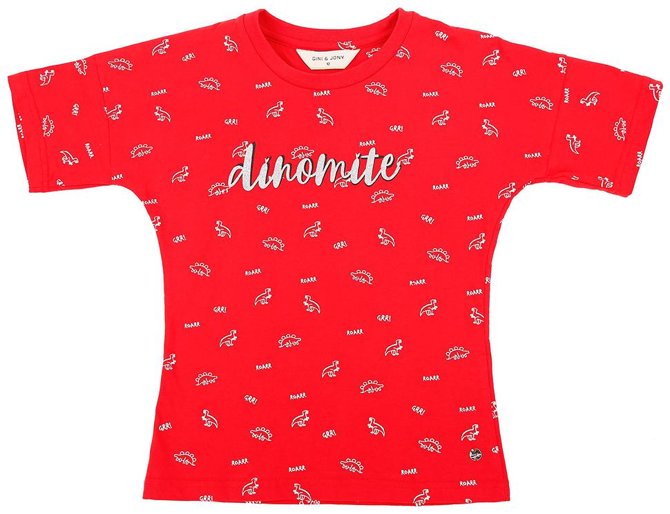 

Gini Jony Cotton Printed T shirt for Baby Girl - Red