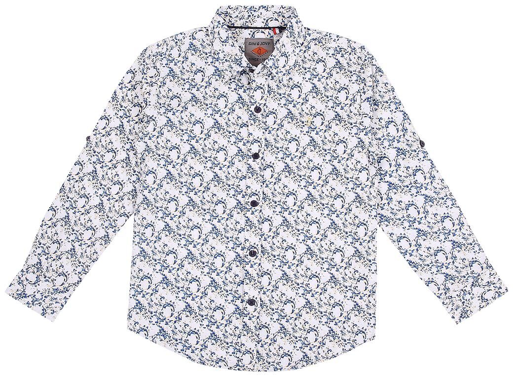 

Gini Jony Cotton Self design Shirt for Baby Boy - White