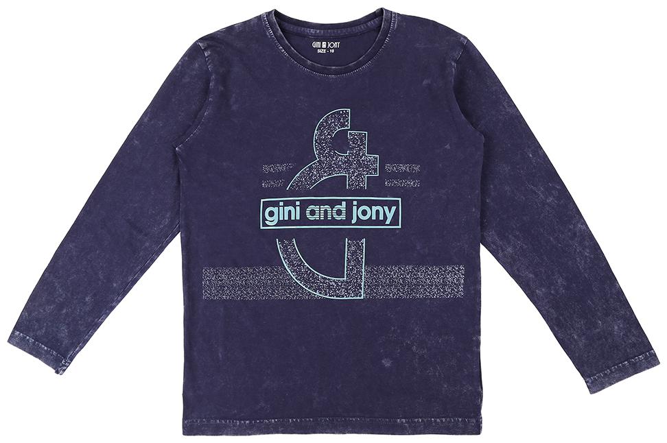 

Gini Jony Cotton Self design T shirt for Baby Boy - Blue