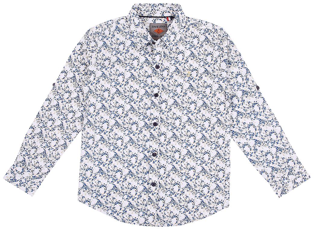 

Gini Jony Cotton Self design Shirt for Baby Boy - White