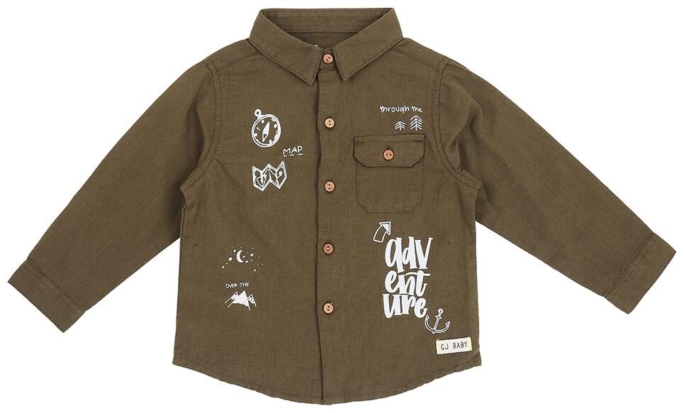 

Gini Jony Cotton Solid Shirt for Baby Boy - Green