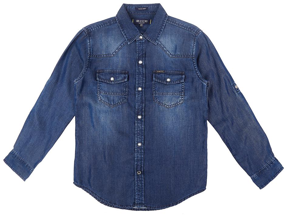 

Gini Jony Denim Solid Shirt for Baby Boy - Blue