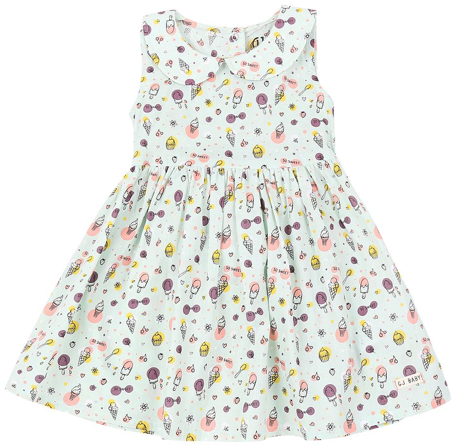 

Gini Jony Baby girl Cotton Printed Princess frock - Blue
