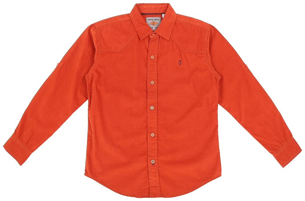

Gini Jony Cotton Solid Shirt for Baby Boy - Orange