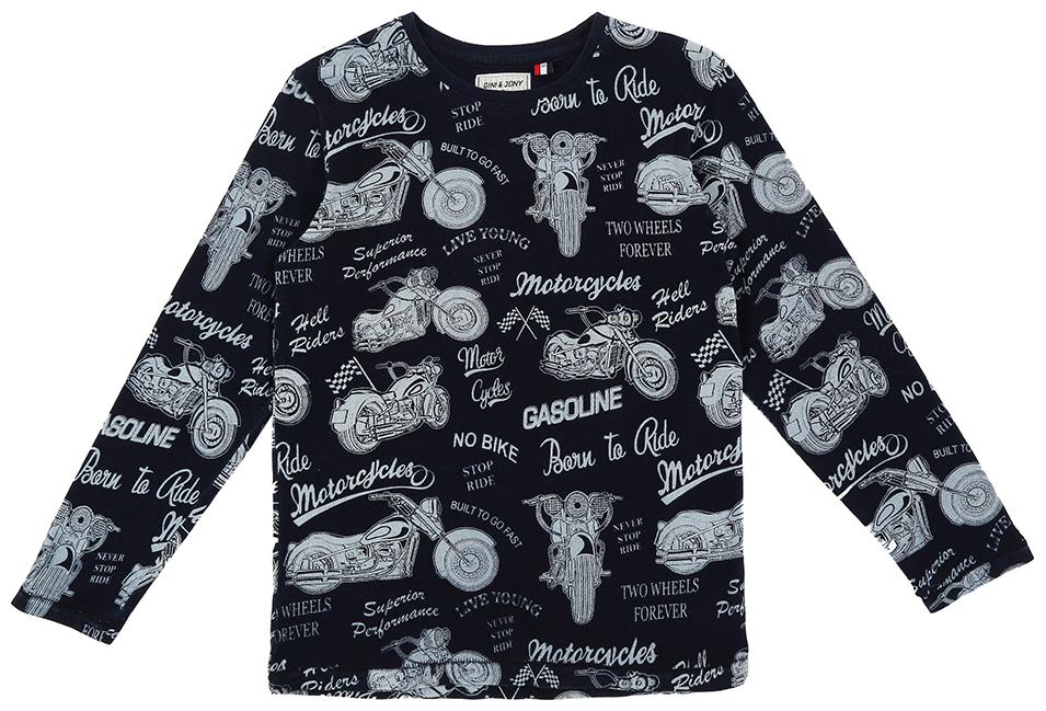 

Gini Jony Cotton Self design T shirt for Baby Boy - Blue