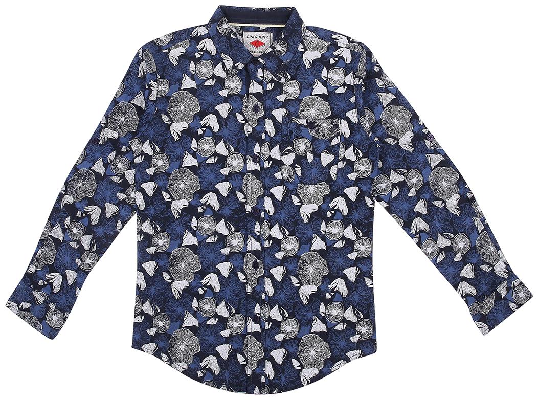 

Gini Jony Cotton Self design Shirt for Baby Boy - Blue