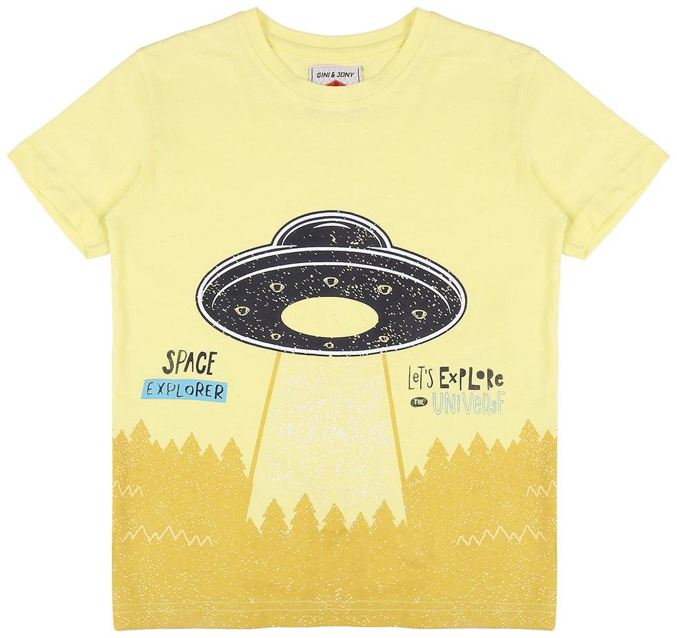 

Gini Jony Cotton Self design T shirt for Baby Boy - Yellow