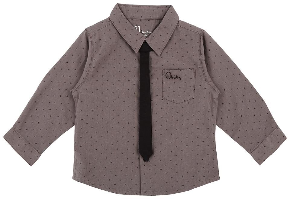 

Gini Jony Cotton Self design Shirt for Baby Boy - Grey