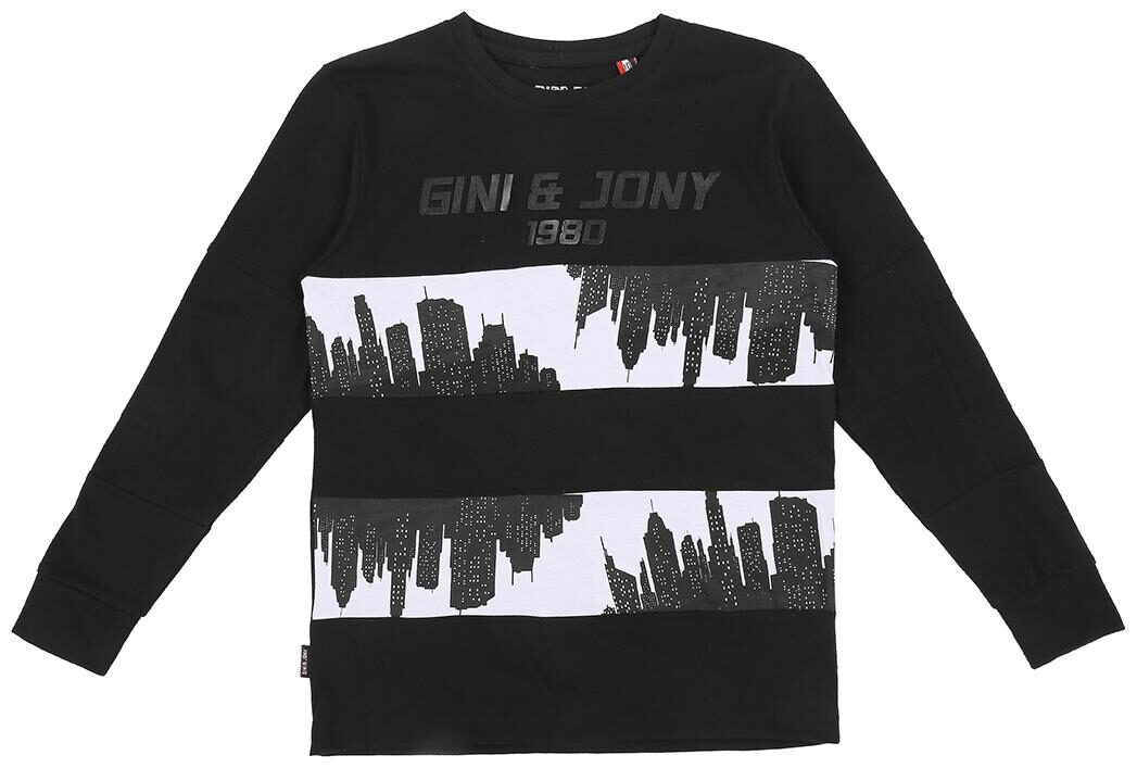 

Gini Jony Cotton Self design T shirt for Baby Boy - Black