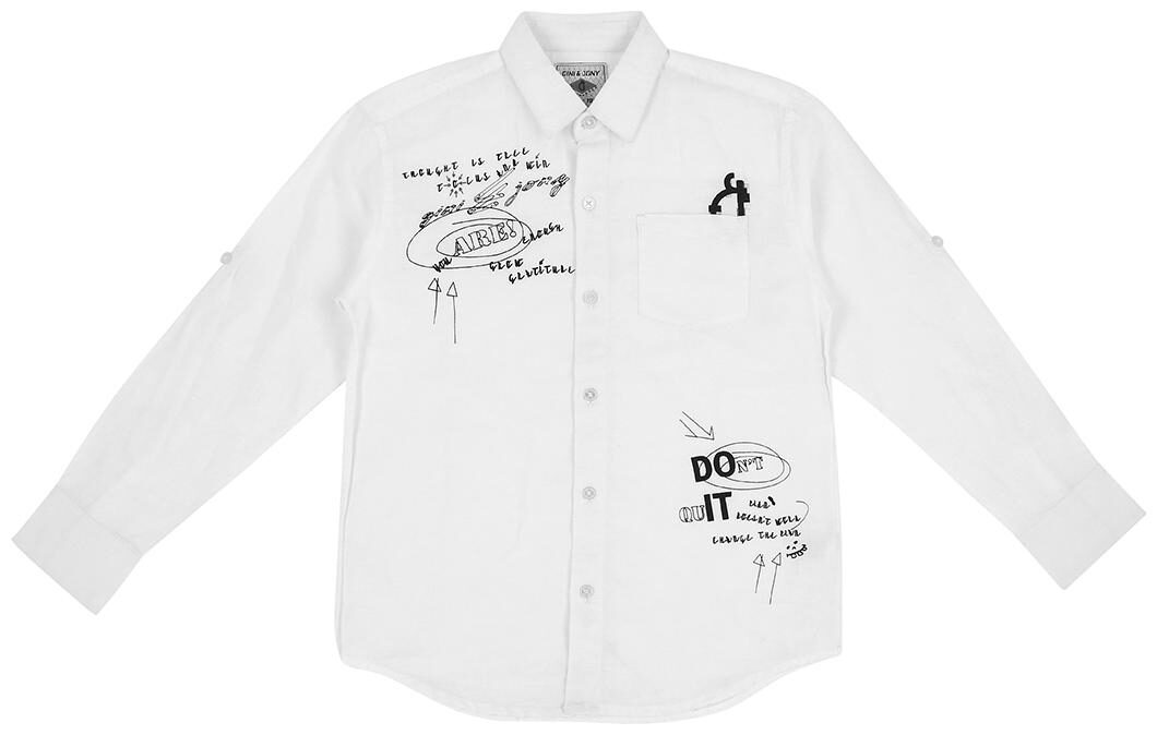 

Gini Jony Cotton Self design Shirt for Baby Boy - White